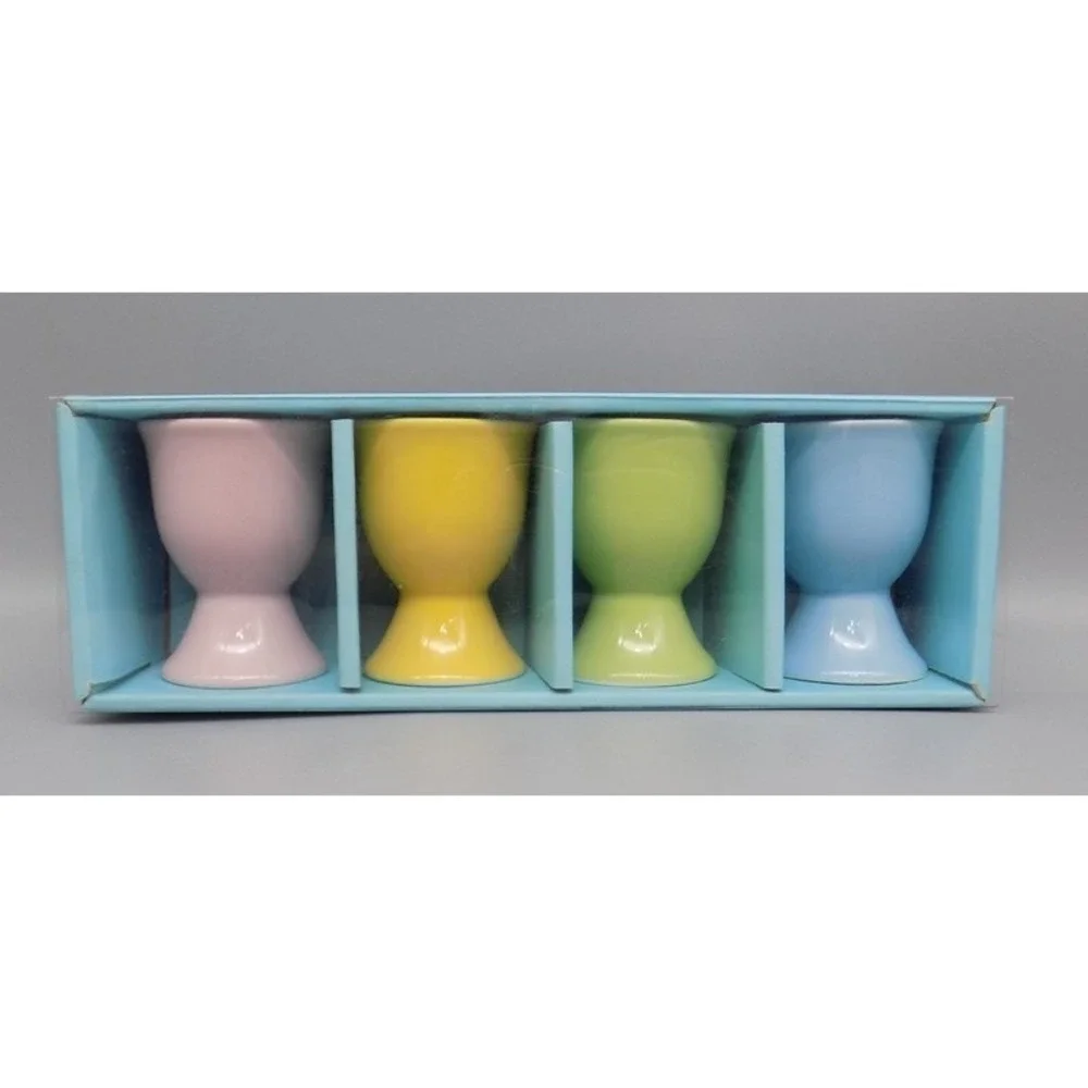 New BIA Cordon Bleu Ceramic Egg Cups Pastel Colors Mint in Box Easter